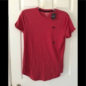 Men’s Red Hollister Curved Hem Tee Small